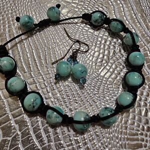 Turquoise Beaded Bracelet and Earring Set